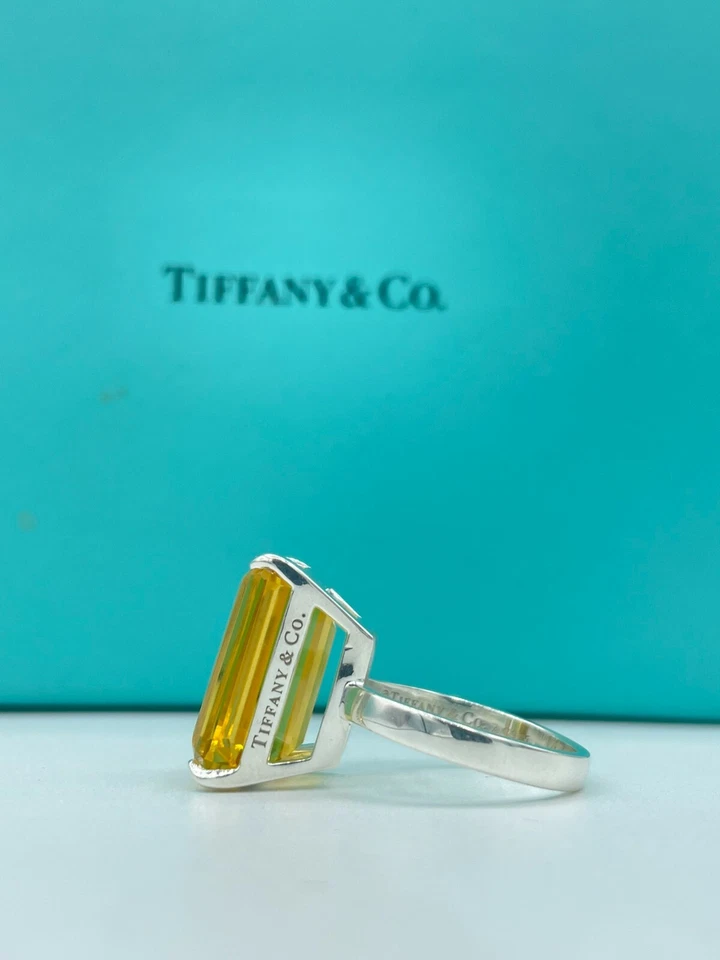 Anel Tiffany & Co. 925 prata esterlina coquetel citrino espumante tamanho 7 - Imagem 3 de 4
