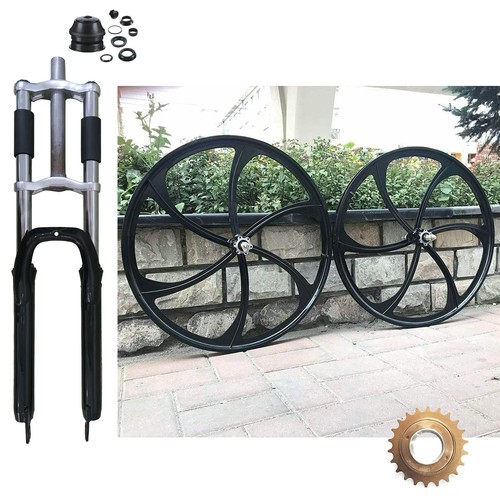 DONSP1986 26" Bike Suspension Fork w/headset &Mag or Spoke Wheel Rim w/Freewheel - Picture 5 of 68