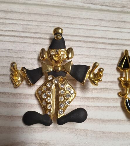 Spilla antica clown color oro smalto gioielli tradizionali design retrò vintage - Foto 2 di 12