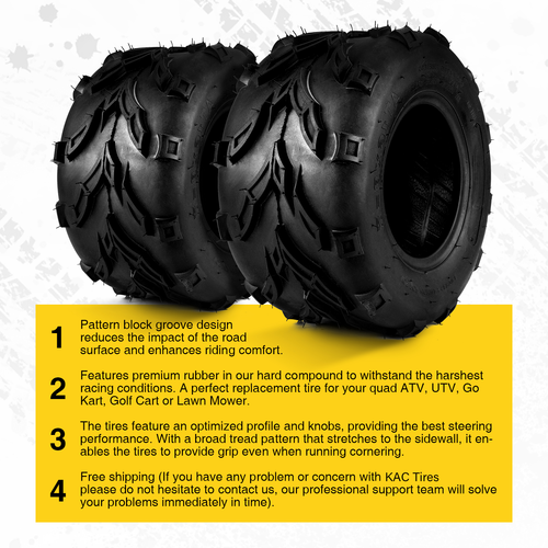2PCS Tires 16X8-7 ATV Tires 16X8X7 Tires SxS Go Kart Golf Cart Buggy UTV 4PR US - Picture 7 of 12