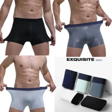 Mens 3D-Pouch Boxer Shorts Briefs Underwear Ice Silk Soft Anti-Chafing Trunks US