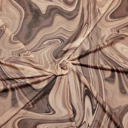 Mocha Swirl Mesh – Chocolate Lava Print Sheer 4-Way Stretch Spandex Fabric - Picture 9 of 10