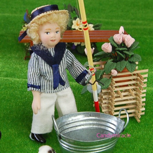 Maßstab 1:12 Puppenhaus Miniatur Strohhut Junge Modell Keramik Puppe Handwerke - Bild 5 von 6
