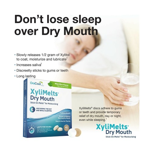 Dry Mouth Stick-on Melts 120 Ct Mild Mint Flavor Xylitol Fresh Breath Sugar-Free - Picture 6 of 7