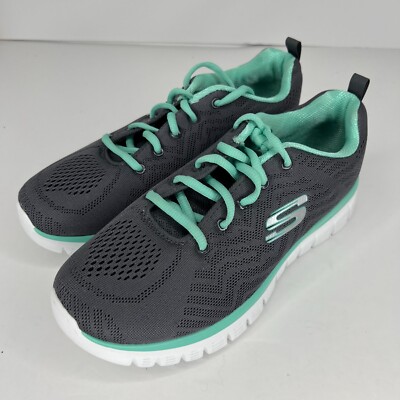 Skechers Womens 12615 Gray Graceful Get Connected Sneaker