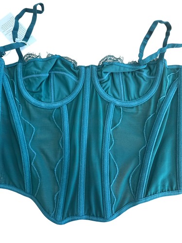 Dealmore Corset Top Size Small Dark Green Lace Spaghetti Strap Boned NWT - Picture 3 of 4