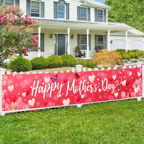 Large Happy Mother'S Day Banner Decorations Mothers Day Yard Sign Holiday Hangin