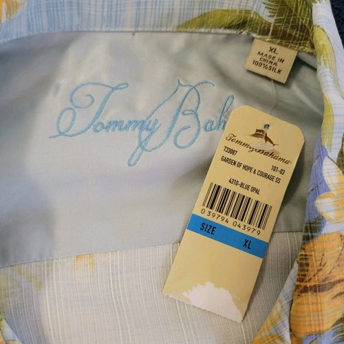 Tommy Bahama Silk Shirt Garden of Hope & Courage Floral Blue Opal Men's XL NWT - Picture 3 of 7