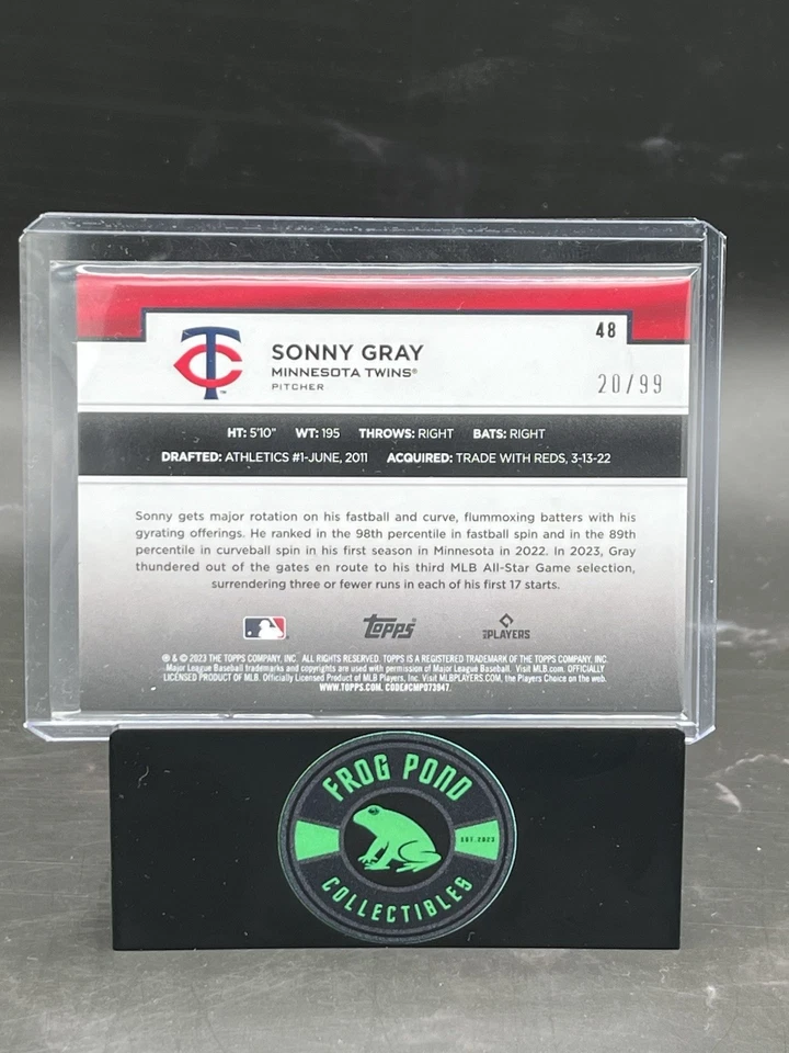 2023 Topps Baseball Flagship Collection Sonny Gray Green SP /99 Exclusive - Image 2 of 2