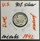 1942 - 10C Mercury Dime / 90% Silver Coin.