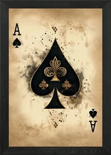 Ace of Spades Playing Card Framed Wall Art Poster Canvas Print Picture