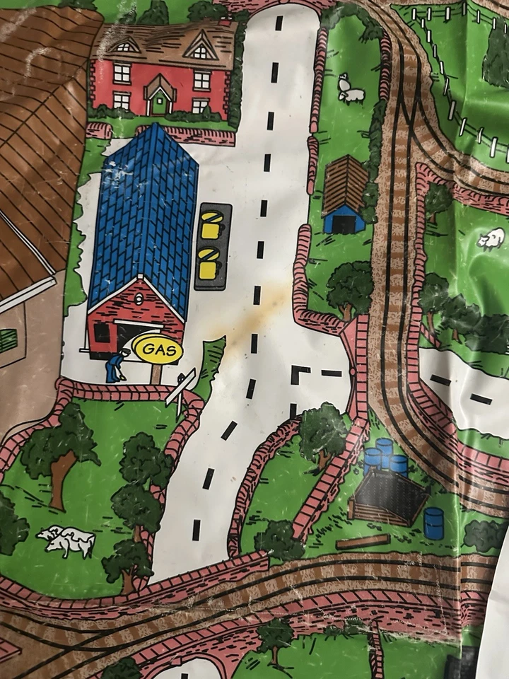 Vintage 1994 Thomas Tank Railway Train Vinyl Play Mat Map 58” by 32" - Image 4 of 4