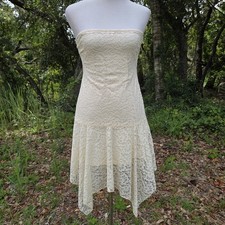 Vintage Y2k Style Women's Strapless Fairy Fairycore Rennaissance Lace Dress L