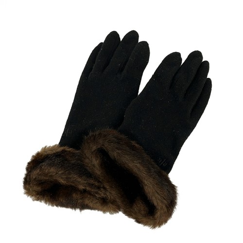 Ralph Lauren Black Dark Brown Wool Nylon Cashmere Acryl Women's Gloves