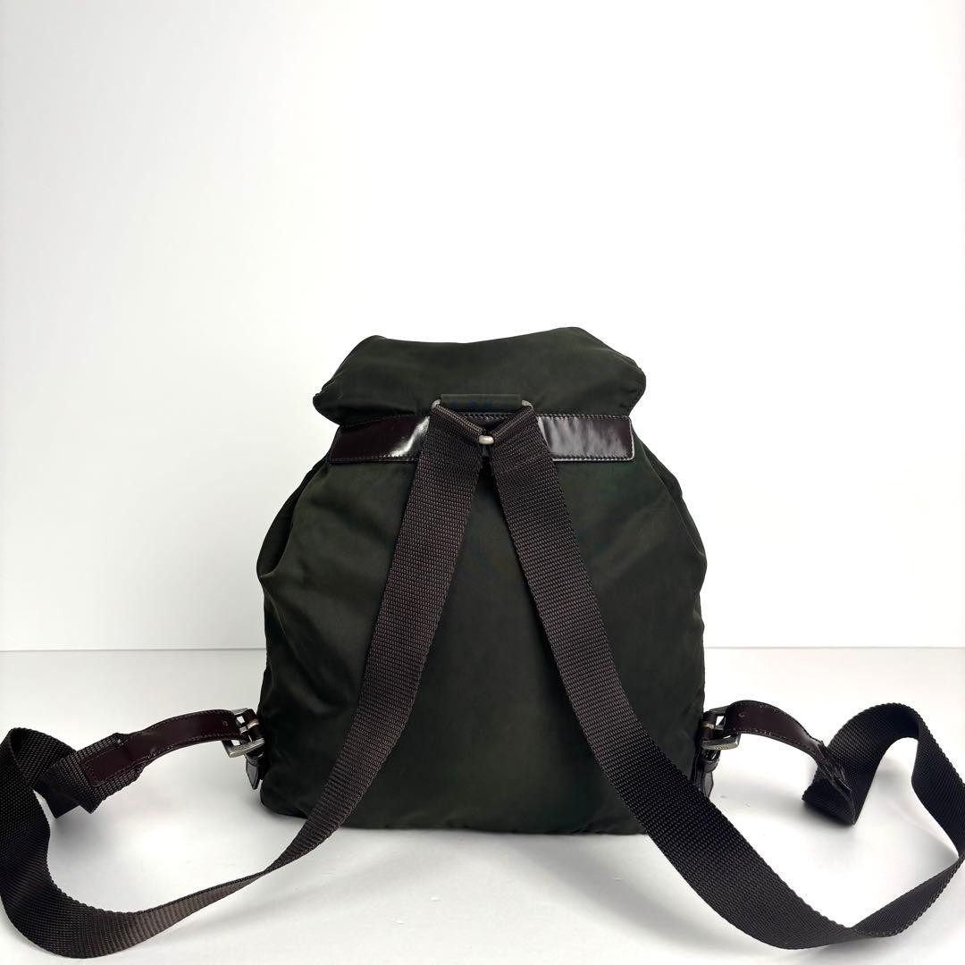 Prada backpack triangular logo nylon leather draw… - image 3