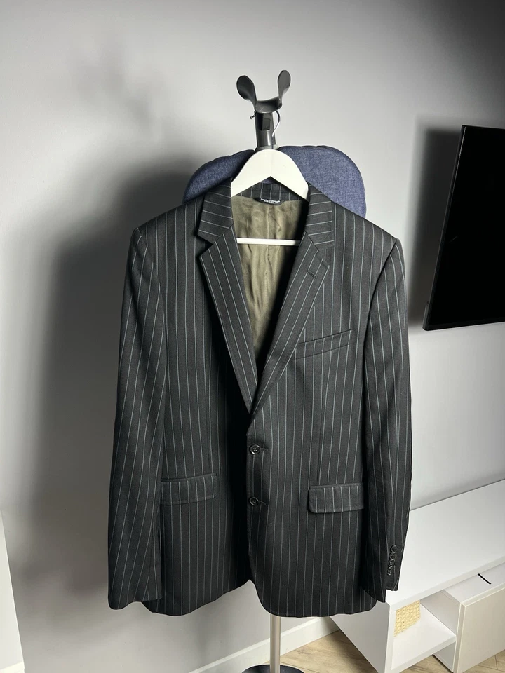 Ensemble pantalon blazer costume laine à rayures Dolce & Gabbana vintage homm... - Photo 3/4