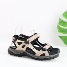 Ecco Womens Yucatan Offroad Sandal Size 7 38 Beige Tan Black Hiking Outdoor Shoe