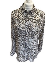 MANGO Stunning Animal Print Collared Shirt, Blouse, U.K. 10