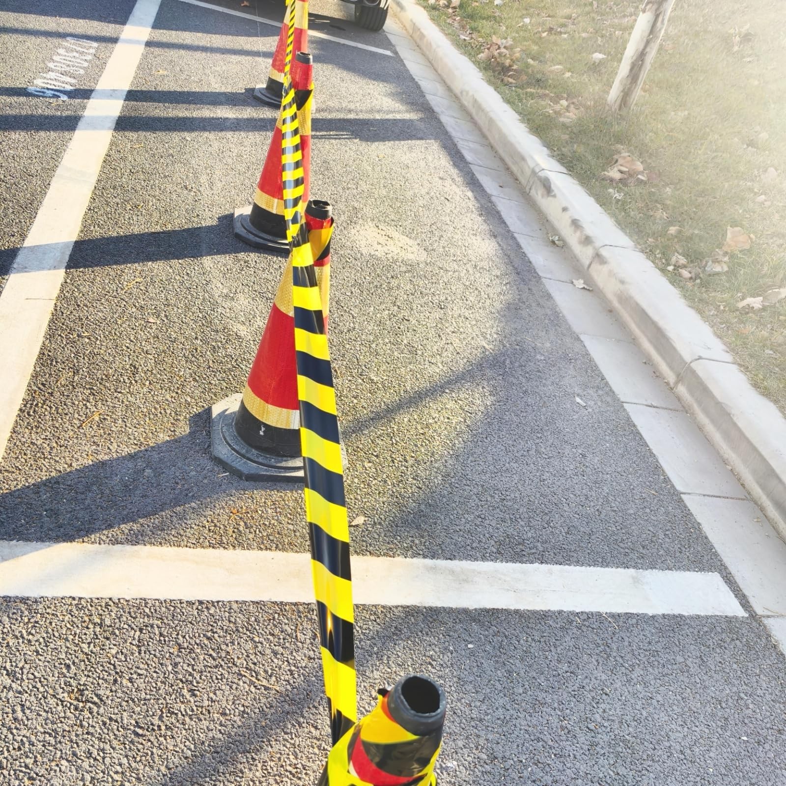 Topsoon Caution Tape Yellow And Black Striped Barricade Tape 2.8-Inch By