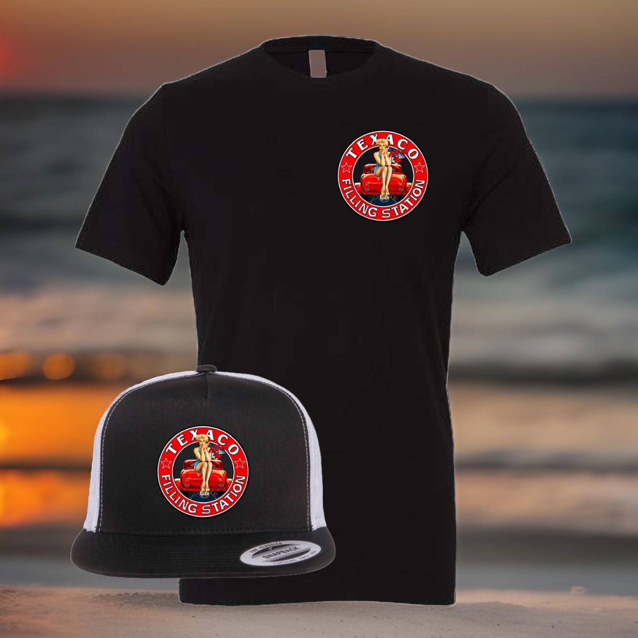American Apparel ￼￼T Shirt & Flat Bill Hat Adjustable Yupoong Made In USA M L XL image 2