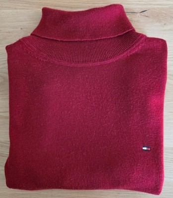 Tommy Hilfiger, Rollkragenpullover, Größe: XL, rot, Merino-Wolle, Einfarbig