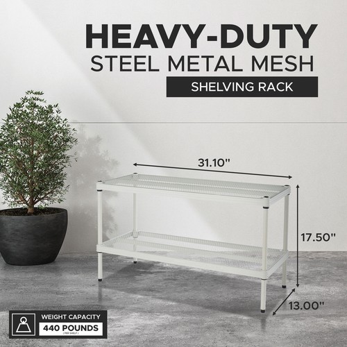 Design Ideas 2 Tier Full-Size Metal Storage Shelving Unit Rack, White(For Parts) - Picture 3 of 10