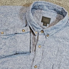 14th & Union Button Up Flannel Shirt Men's L Blue White Heather Pattern Cotton