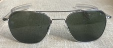 American Optical AO USA Eyewear Original Pilot Aviator Silver Sunglasses 55-20