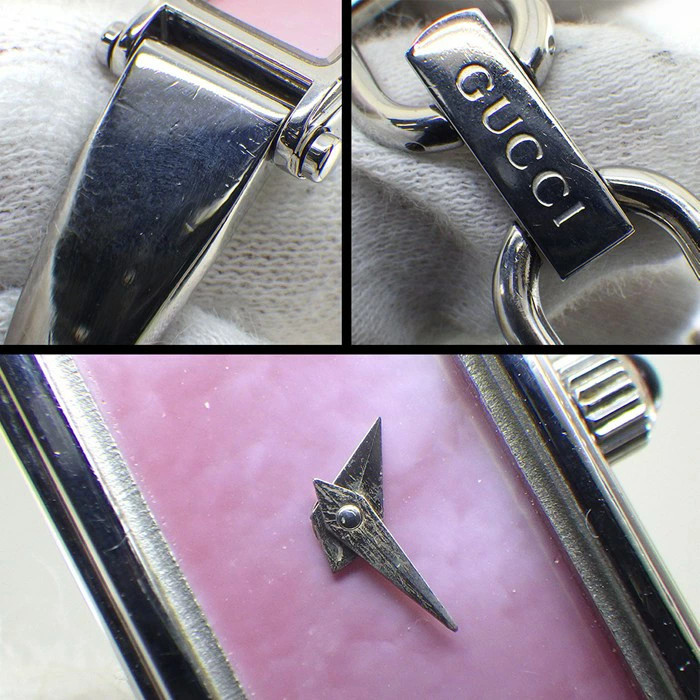 Gucci Rectangular Bangle Watch Pink Shell Dial 15… - image 8