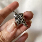 Vintage Modernist Sterling Silver Ring￼ w 18 Karat Gold Accents Abstract Design