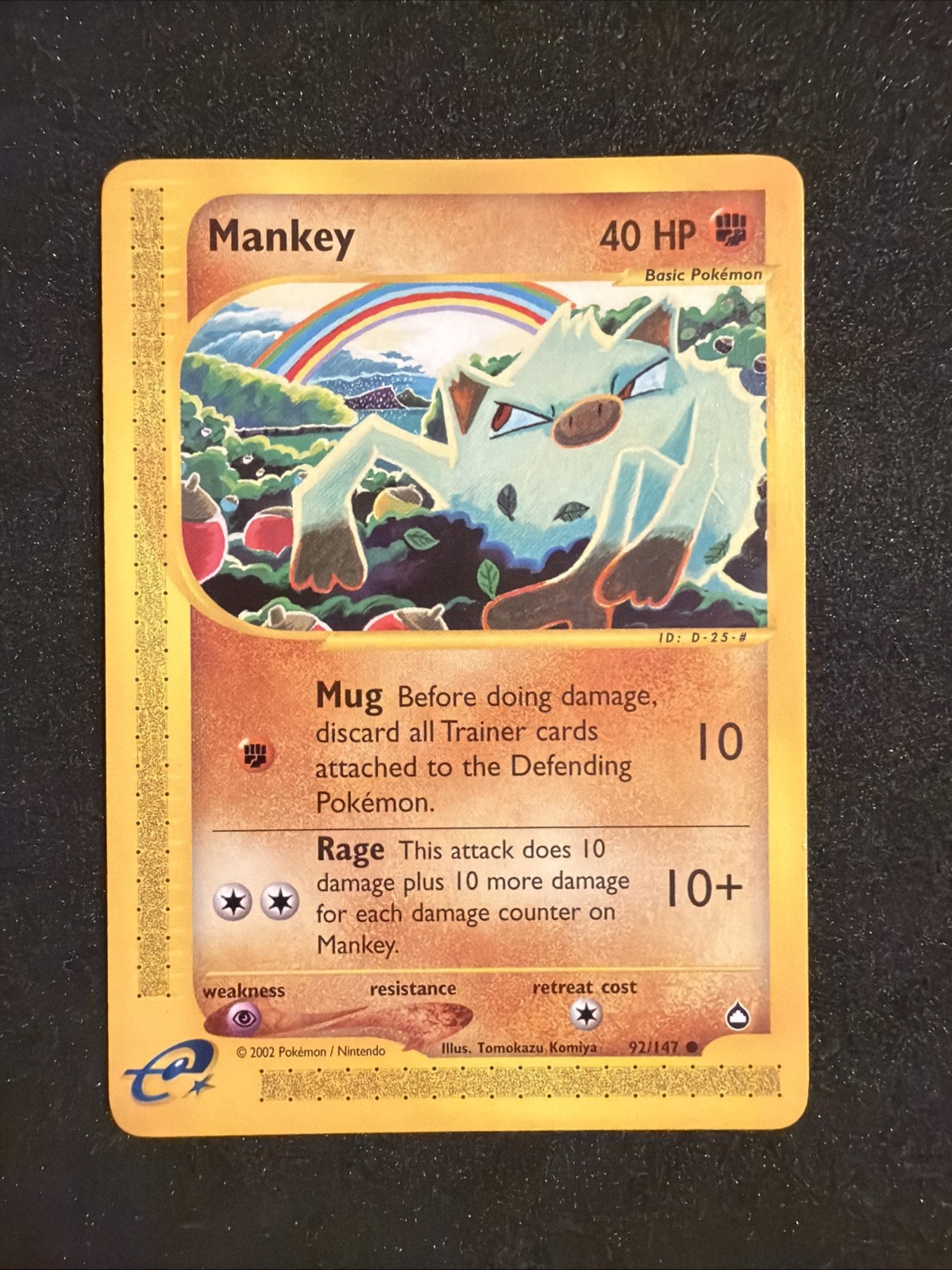Mankey 92/147 Common Aquapolis Pokemon Lightly Played