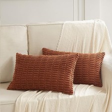 2 Packs Lumbar Decorative Throw Pillow Covers 12x20 20" x 12" Pack of 2 Rust