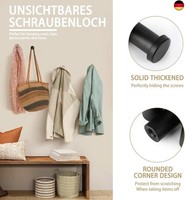 Gearan 4 Garderobenhaken Schwarz Kleiderhaken Handtuchhaken Wandhaken, Mit