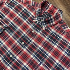 Vintage 90s Ralph Lauren The Big Shirt Mens M Red Plaid Oversized Colorful