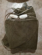 Used Olive Green Fish Fishing Net Netting Size 45x86"  Nautical Decoration 