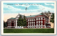 Flint Michigan~Admin Bldg @ School For The Deaf~PM 1929~EC Kropp Vtg Postcard