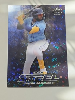 2023 Leaf Trinity Junior Caminero Iron Steel Blue Disco 5/9 #S-41 Tampa Bay Rays