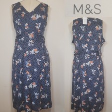 Classic For M&S Jersey Dress Blue Navy Mix Sleeveless Size 18 New