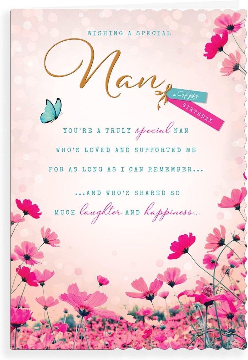 Nan Birthday Card. Floral Design. 23x15cm