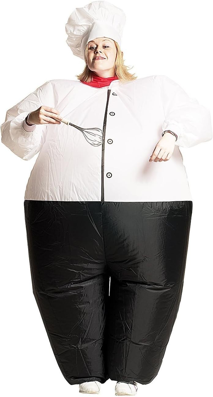 NUEVO Disfraz de cocinero autoinflable para Halloween Carnaval Fiesta Noche de ayuno divertido