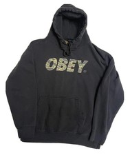 Obey Black Camo Logo Hoodie Sweatshirt, Jacket Mens Size Medium RARE