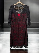 Karen Kane Red & Black Stretch Scallop Lace Cocktail Dress XL Body-con 4L80158