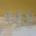 Set 7 Goblets Water Wine Vintage Anchor Hocking Glasses 5 3/8" Wexford Cut Glass