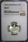 GUATEMALA Silver 1964 10 Centavos NGC MS67 GEM BU LUSTER KEY DATE KM# 262 (033) — photo 2