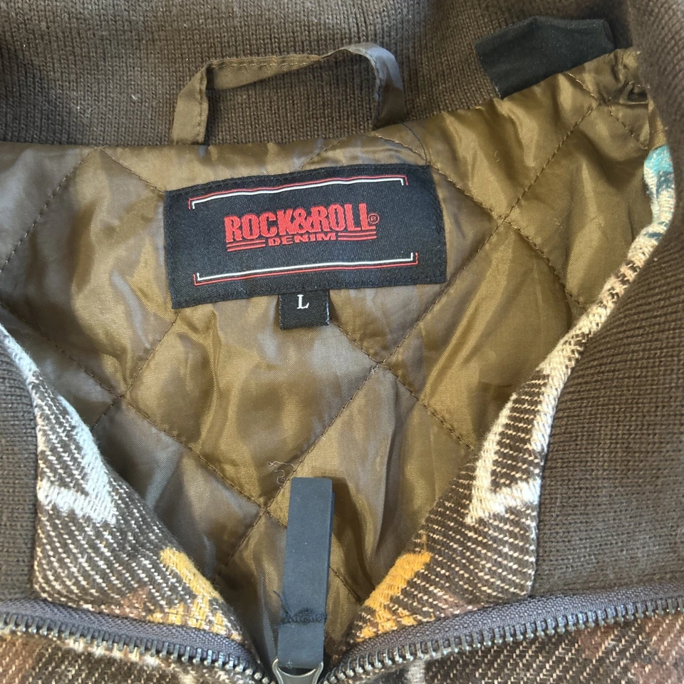 Rock & Roll Denim Aztec Bomber Jacket Men's Large Full Zip Lined Western Coat - Image 2 of 4