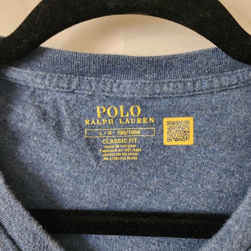 Polo Ralph Lauren Classic Fit Cotton V-Neck Shirt Navy Blue Size Large - Picture 3 of 8