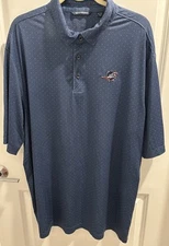 Cutter & Buck Shirt Mens XL Navy Fish Print Golf Polo Performance