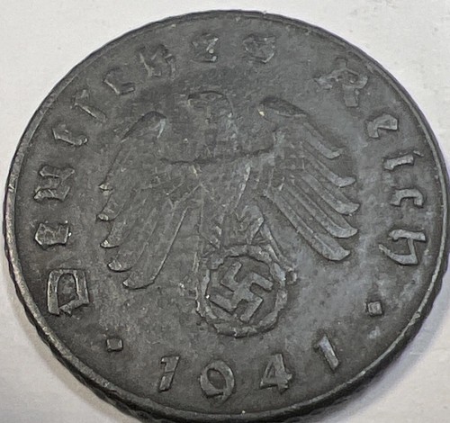 1941 German / Nazi 5 REICHSPFENNIG Coin - Nice Shape - Free Shipping