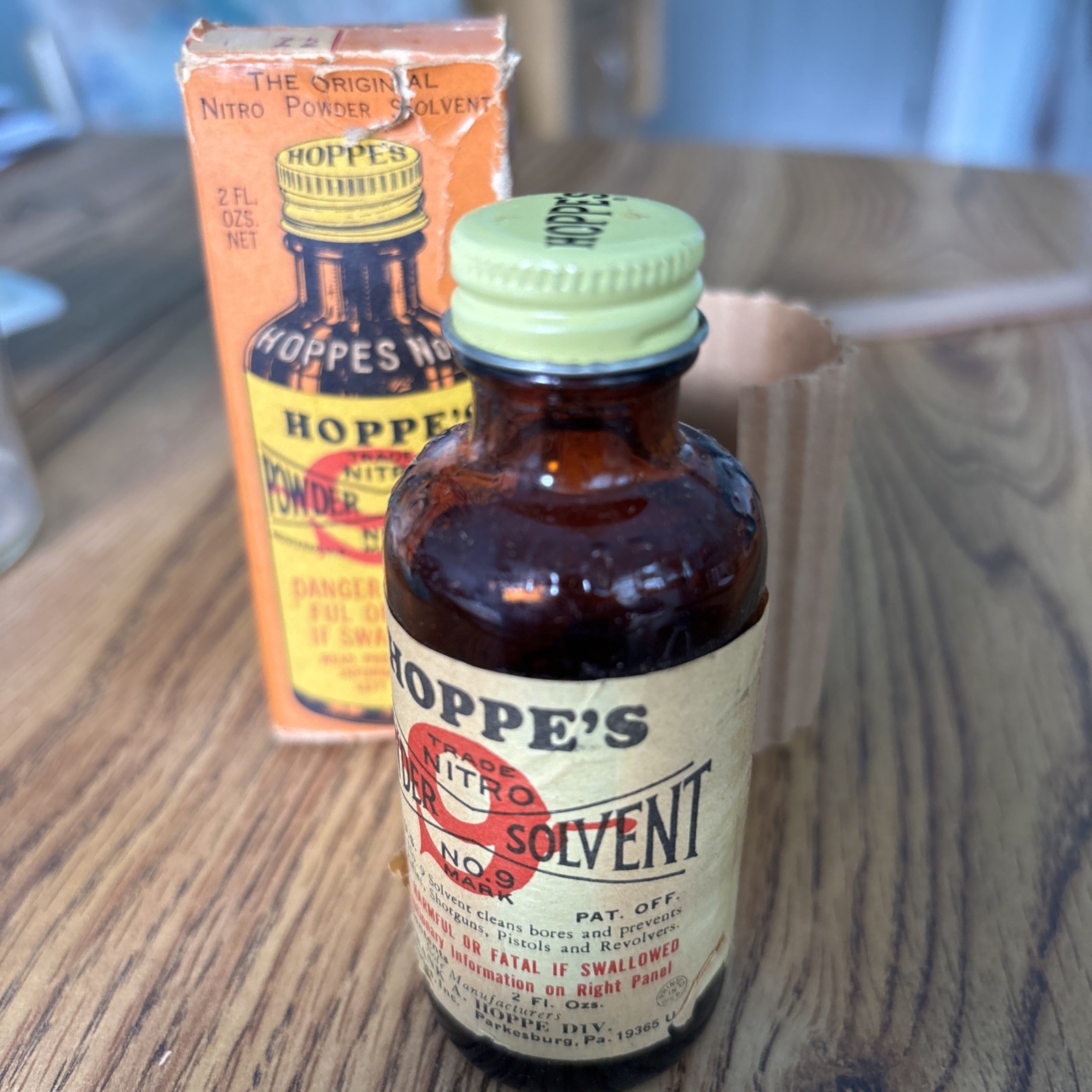 Vintage Hoppe's No. 9 Nitro Powder Solvent 2oz Glass Orig Box Gun Cleaning Oil