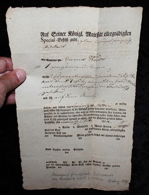 Napoleon Feldzug nach Moskau ,Königl. Preussisches Befehl Dokument 1812